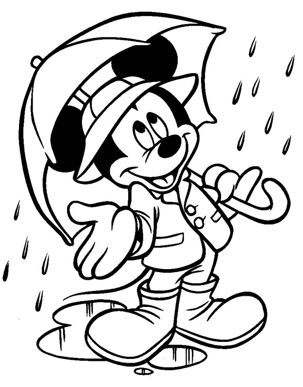 coloriage mickey sous la pluie